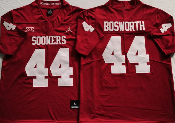 Men Oklahoma Sooners #44 Bosworth Red 2025 NCAA Jersey